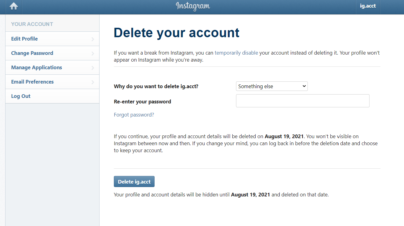 How to permanently or temporarily delete an Instagram account