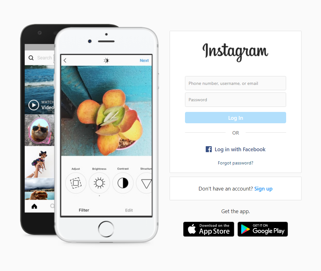 Instagram Log In page