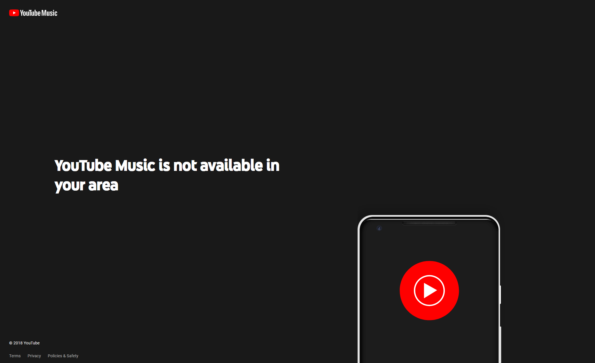 YouTube Music is not available in your area
