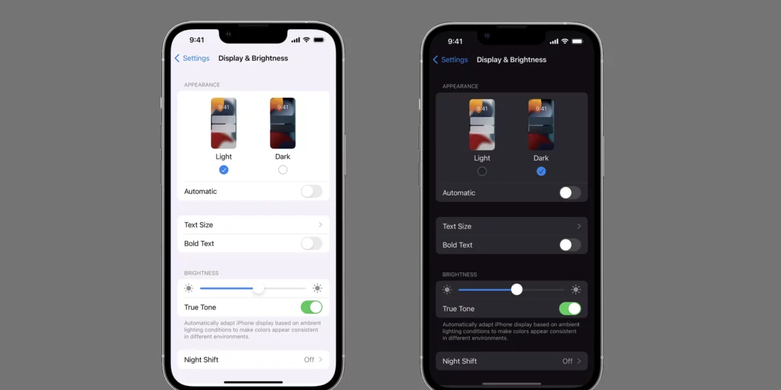 Light Dark Mode iPhone