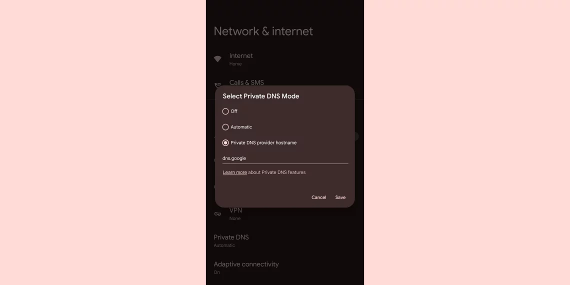custom DNS on Google Pixel phones